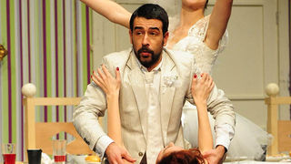 Zadar, 28.01.2013. snimio: Nenad Marčev 
HNK Šibenik 
Drama 
Bertolt Brecht: 
Pir malograđana 
redatelj: Dražen Ferenčina 
igraju: Žarko Potočnjak, Janko Popović – Volarić 
Helena Minić , Robert Ugrina, Vinko Štefanac 
Oriana Kunčić, Franka