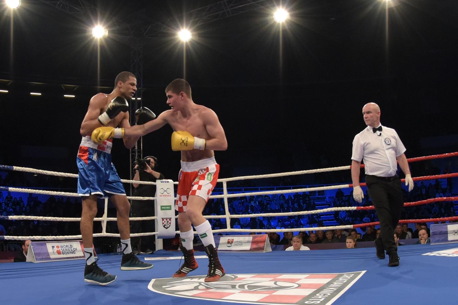 Svjetska boksacka liga, grupa B C1, kategorija 64 kg, Petar Cetinic (Croatian Knights) – Hassan Amzile (France Fighting Roosters).