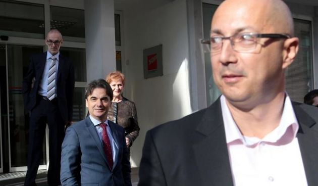 Na Iblerovom trgu zavrsen je treci krug pregovora izmedju Koalicije Hrvatska raste i Mosta. Nakon pregovora predstavnici koalicija dali su izjave za medije. Branko Grcic. Photo: Patrik Macek/PIXSELL