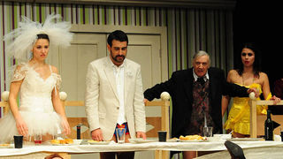 Zadar, 28.01.2013. snimio: Nenad Marčev 
HNK Šibenik 
Drama 
Bertolt Brecht: 
Pir malograđana 
redatelj: Dražen Ferenčina 
igraju: Žarko Potočnjak, Janko Popović – Volarić 
Helena Minić , Robert Ugrina, Vinko Štefanac 
Oriana Kunčić, Franka