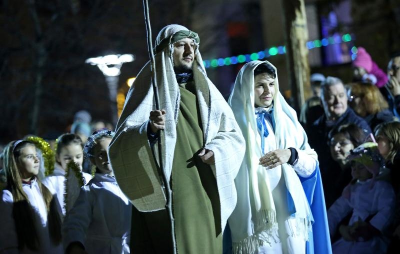 Zagreb – Zupa bl. Ivana Merza u sklopu zivih jaslica na krizanju Zagrebacke avenije i Zagrebacke ulice organizirala je “Rodjenje Bozica u Spanskom”, scenski prikaz Isusova rodjenja. Photo: Igor Kralj/PIXSELL