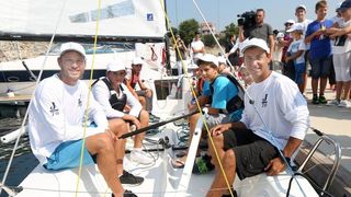 Zlatni olimpijci Fantela i Marenić družili se sa šibenskom djecom povodom dana jedrenja. Photo: Duško Jaramaz/PIXSELL Zlatni olimpijci Fantela i Marenić družili se sa šibenskom djecom povodom dana jedrenja. Photo: Duško Jaramaz/PIXSELL