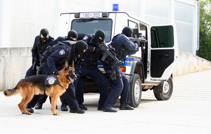 Zadar, 280912.
U sjedistu Policijske uprave zadarske u Centru Franko Lisica u Zadru, odrzala se svecana proslava Dana policije. Uz govor novog nacelnika PU zadarske Nevena Paskalina odrzana je i pokazna vjezba zadarskih specijalaca.
Na fotografiji: pokazn Zadar, 280912.
U sjedistu Policijske uprave zadarske u Centru Franko Lisica u Zadru, odrzala se svecana proslava Dana policije. Uz govor novog nacelnika PU zadarske Nevena Paskalina odrzana je i pokazna vjezba zadarskih specijalaca.
Na fotografiji: pokazn