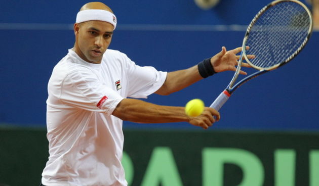 Porec, 100709. Dvorana Zatika.  Davis Cup, cetvrtfinale izmedu Hravatske i SAD-a.  Mec izmedju Ive Karlovica i Jamesa Blakea.  Na slici: James Blake. Foto: Goran Sebelic / CROPIX