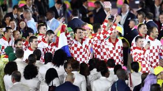 Rio de Janeiro: Ceremonija svečanog otvaranja Olimpijskih igara. Hrvatski olimpijci u defileu predvođenio Josipom Pavićem. Photo: Igor Kralj/PIXSELL Rio de Janeiro: Ceremonija svečanog otvaranja Olimpijskih igara. Hrvatski olimpijci u defileu predvođenio Josipom Pavićem. Photo: Igor Kralj/PIXSELL