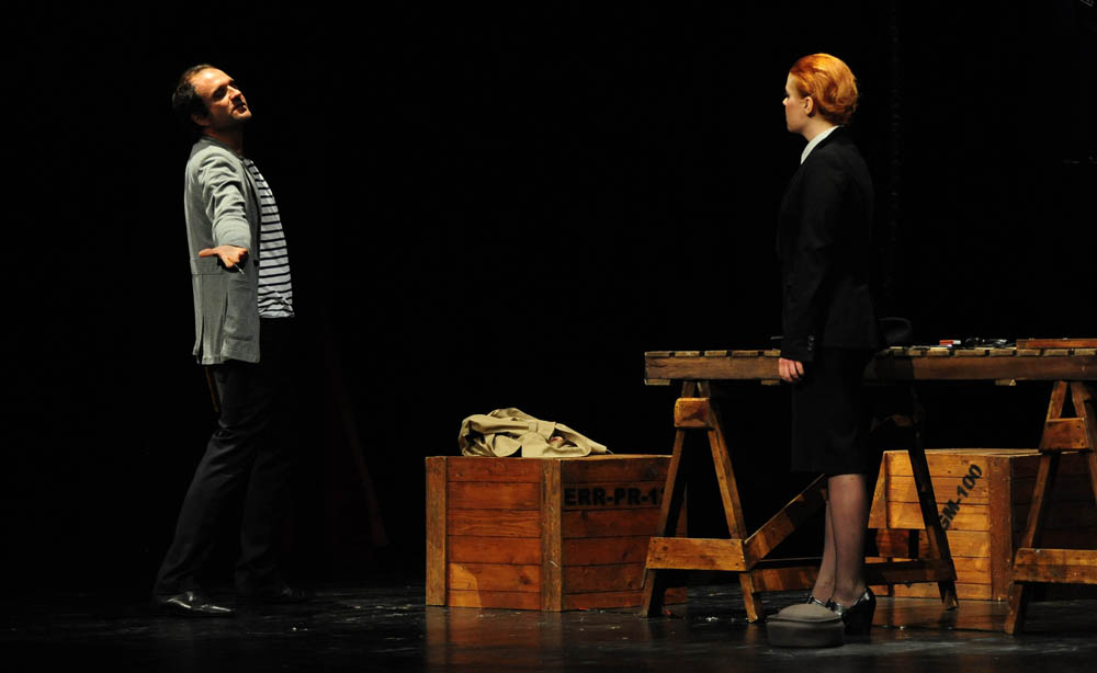 Zadar, 24.04.2013. snimio: Nenad Marčev 
dramska pretplata 
Kazalište PLAYDRAMA, Split 
Jeffrey Hatcher 
PICASSO 
redateljica: Nenni Delmestre 
igraju: Elvis Bošnjak, Lana Helena Hulenić 
Velika dvorana HNK Zadar