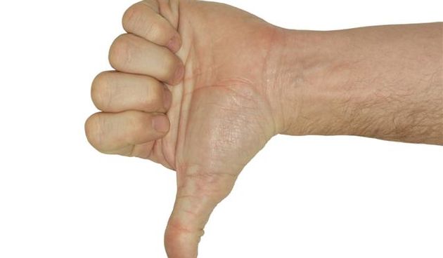 A Negative Thumbs Down Sign with Clipping Path
