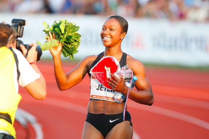 Zagreb, 130911.
IAAF World Challenge Zagreb 2011, 
61. memorijal Borisa Hanzekovica na atletskom stadionu Mladost na Savi.
Na slici: Jeter Carmelita prva na 100 m.
Foto: Goran Mehkek / CROPIX