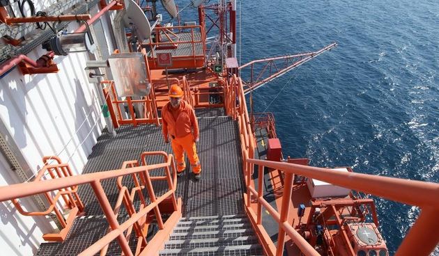 Plinska platforma Annamaria A na kojoj INA i AGIP eksploatiraju plin u Jadranskom moru. Photo: Boris Scitar/Vecernji list/PIXSELL