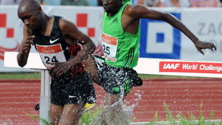 Zagreb, 130911.
IAAF World Challenge Zagreb 2011, 
61. memorijal Borisa Hanzekovica na atletskom stadionu Mladost na Savi.
Na slici: utrka na 3000 m , muski, pobjednik Yego Hillary Kipsang (br.24).
Foto: Srdjan Vrancic / CROPIX