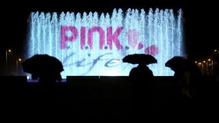 Zagreb: Fontane osvjetljene ružicastom bojom kao podrška oboljelima od rak. Photo: Igor Kralj/PIXSELL Zagreb: Fontane osvjetljene ružicastom bojom kao podrška oboljelima od rak. Photo: Igor Kralj/PIXSELL