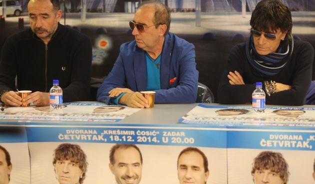 Zadar – Povodom velikog koncertnog spektakla na Visnjiku, tri vrhunska pjevaca Mladen Grdovic, Jasmin Stavros i Drazen Zecic odrzali su konferenciju za medije. Photo: Filip Brala/PIXSELL