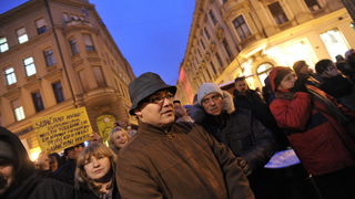 Zagreb, 020311. 
Novi, cetvrti po redu, protuvladin prosvjed tzv. facebook grupe zapoceo je veceras na Cvjetnom trgu. 
Na fotografiji: Damir Kajin.
Foto: Marko Miscevic / CROPIX