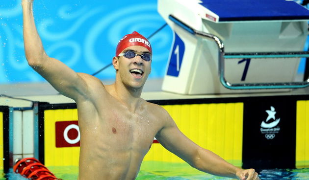 Croatia’s Ivan Capan wins the youth men’s 50m breaststroke final of the Siingapore 2010 Youth Olympic Games (YOG) at the Singapore Sports School, Aug 20, 2010. He clocked 28.55sec. Photo: SPH-SYOGOC/Lim Sin Thai