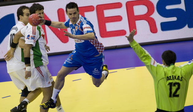 Novi Sad, 250112.
Gradska dvorana Spens.
10. Europsko prvenstvo u rukometu za muskarce.
Utakmica drugog kruga izmedju Hrvatske i Madjarske.
Na fotografiji: Ivan Nincevic.
Foto: Ante Cizmic / CROPIX