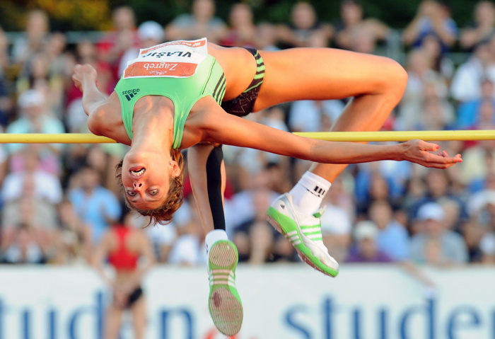 Zagreb, 130911.
IAAF World Challenge Zagreb 2011, 
61. memorijal Borisa Hanzekovica na atletskom stadionu Mladost na Savi.
Na slici: Blanka Vlasic, skok u vis.
Foto: Srdjan Vrancic / CROPIX