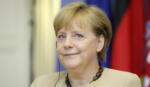 Zagreb, 220811.
Markov trg.
Banski dvori.
Na poziv predsjednice Vlade Republike Hrvatske Jadranke Kosor, danas je  u posjet Hrvatskoj dosla kancelarka Savezne Republike Njemacke Angela Merkel.
Na slici: Press konferencija.
Foto: Goran Mehkek / Cropix