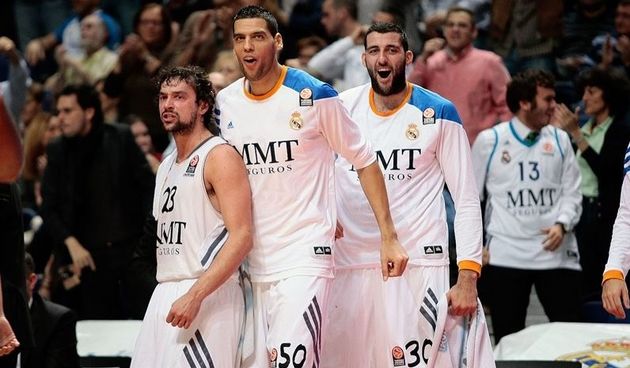 Lull, Mejri i Bourousis (Real Madrid BC) foto: euroleague.net