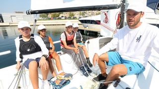 Zlatni olimpijci Fantela i Marenić družili se sa šibenskom djecom povodom dana jedrenja. Photo: Duško Jaramaz/PIXSELL Zlatni olimpijci Fantela i Marenić družili se sa šibenskom djecom povodom dana jedrenja. Photo: Duško Jaramaz/PIXSELL