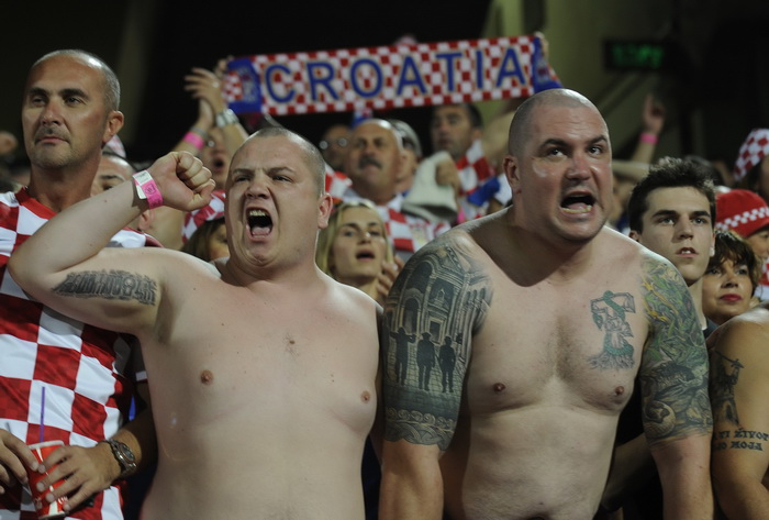 Tel Aviv, 091010.
Ramat-Gan Stadion.
Kvalifikacijska nogometna utakmica grupe F izmedju Izraela i Hrvatske za Euro 2012 u Poljskoj i Ukrajini.
Na slici: navijaci.
Foto: Drago Sopta / CROPIX