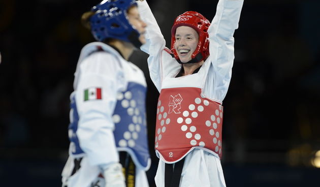 London, 080812.
Excel dvorana.
Hrvatska taekwondokasica Lucija Zaninovic u kategoriji do 49 kg tokom Olimpijskih Igara u Londonu.
Na fotografiji: osvojena bronca protiv meksikanke Jannnet Alegria Pena.
Foto: Drago Sopta / CROPIX