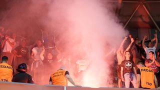 Intervencija policije na tribini s navijačima Zadra na utakmici Cibone i Zadra (80-71). Photo: Goran Stanzl/PIXSELL Intervencija policije na tribini s navijačima Zadra na utakmici Cibone i Zadra (80-71). Photo: Goran Stanzl/PIXSELL