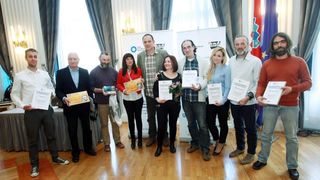 Velika dvorana HND-a, Proglasenje pobjednika 12. natjecaja Hrvatska novinska fotografija. Photo: Goran Jakus/PIXSELL Velika dvorana HND-a, Proglasenje pobjednika 12. natjecaja Hrvatska novinska fotografija. Photo: Goran Jakus/PIXSELL