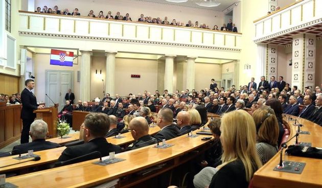 Svecana sjednica Hrvatskoga sabora u povodu obiljezavanja 25. obljetnice medjunarodnog priznanja Republike Hrvatske