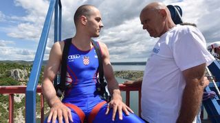 Otvorena sezona bungee jumpinga sa starog Masleničkog mosta. Photo: Hrvoje Jelavić/PIXSELL Otvorena sezona bungee jumpinga sa starog Masleničkog mosta. Photo: Hrvoje Jelavić/PIXSELL