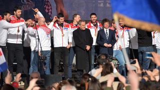 Brončani kauboji svečano dočekani na Trgu bana Josipa Jelačića. Foto: Goran Stanzl/PIXSELL
