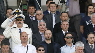 Sibenik, 050510.
 Finale Kupa Hrvatske uzvratna utakmica:   NK Sibenik – NK  Hajduk
Na fotografiji :   predsjednik Sibenika i predsjednik Hajduka Josko Svagusa
  Foto: Vladimir Dugandzic / CROPIX