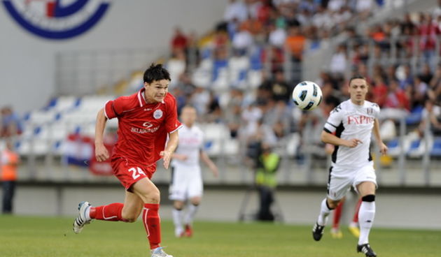 Dugopolje, 280711. Stadio Hrvatskih vitezova. Nogometna utakmica kvalifikacija za Europsku ligu izmedju Splita i Fulhama. Na fotografiji: Ante Erceg u napadu. Foto: Nikola Vilic / CROPIX
