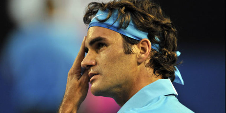 Roger Federer during his match against Andy Murray on Rod Laver arena. Roger Federer during his match against Andy Murray on Rod Laver arena.