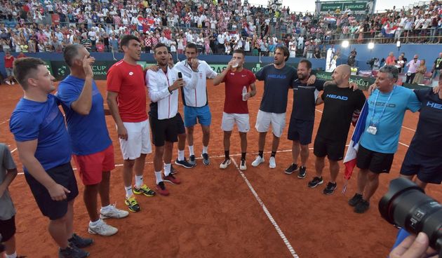 Slavlje hrvatskih tenisača nakon pobjede nad SAD-om
