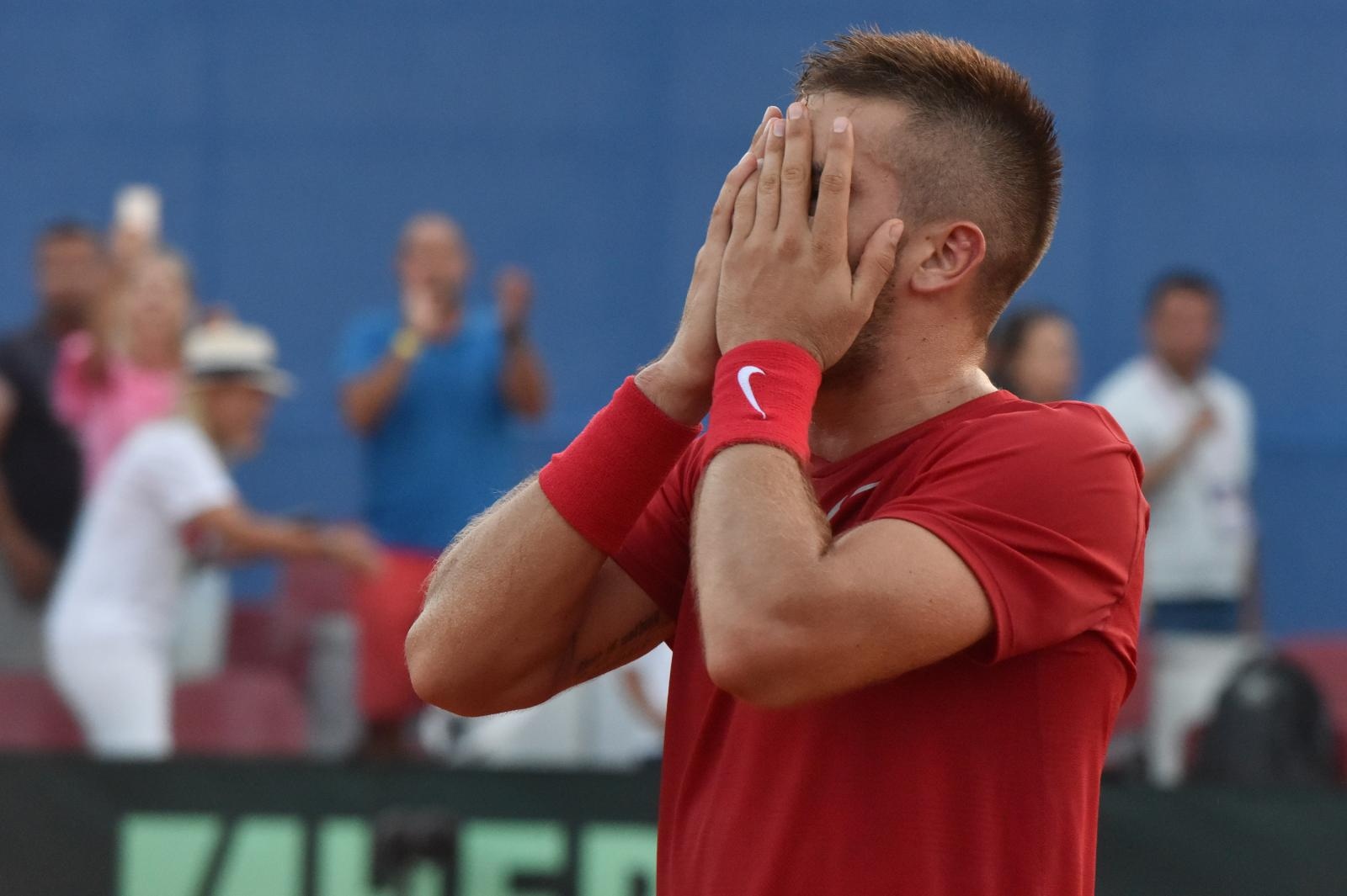 Slavlje hrvatskih tenisača nakon pobjede nad SAD-om Slavlje hrvatskih tenisača nakon pobjede nad SAD-om