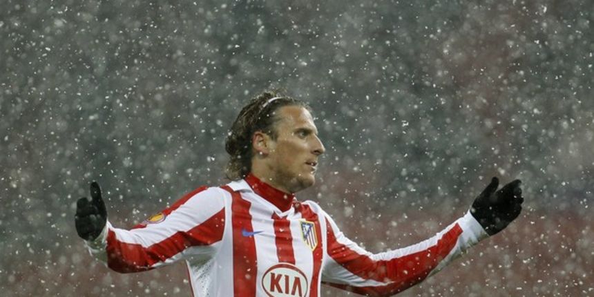 Atletico Madrid Diego Forlan reacts during the Europa League Group B soccer match against Bayer Leverkusen // Reuters