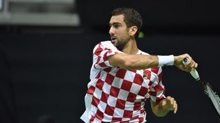 Polufinale Davis Cupa, Hrvatska – Francuska, 2. meč, Marin Čilić – Lucas Pouille. Photo: Hrvoje Jelavić/PIXSELL Polufinale Davis Cupa, Hrvatska – Francuska, 2. meč, Marin Čilić – Lucas Pouille. Photo: Hrvoje Jelavić/PIXSELL