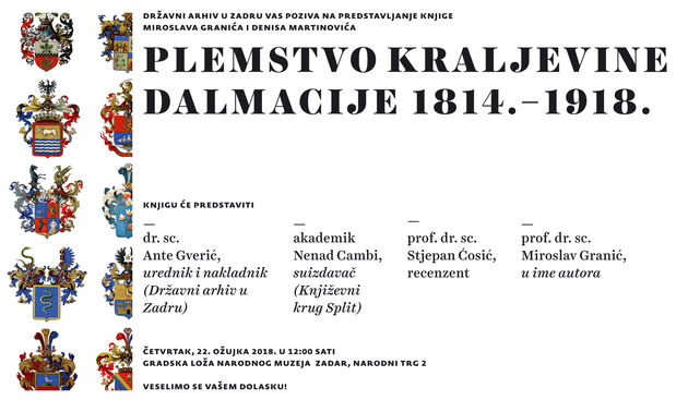 Predstavljanje knjige “Plemstvo Kraljevine Dalmacije 1814.-1918.” u Gradskoj loži