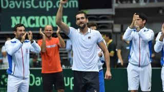 Davis Cup: Fešta nakon pobjede Marina Čilića nad Richardom Gasquetom i osiguranog plasmana u finale Davis Cupa. Photo: Hrvoje Jelavić/PIXSELL