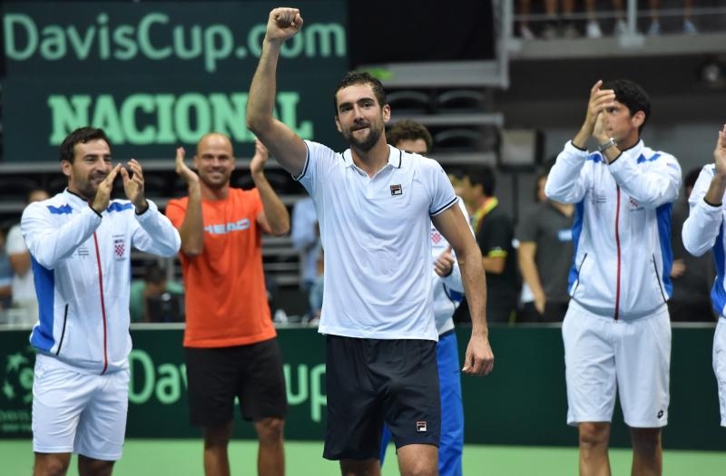 Davis Cup: Fešta nakon pobjede Marina Čilića nad Richardom Gasquetom i osiguranog plasmana u finale Davis Cupa. Photo: Hrvoje Jelavić/PIXSELL