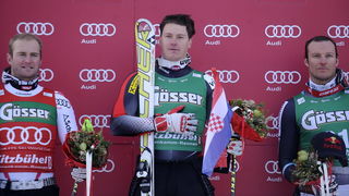 Kitzbuhel, 210111.
Fis Audi World Cup, Svjetski skijaski kup u Kitzbuhelu utrka Super G.
Na slici: Ivica Kostelic pobjednik Super G na postolju sa Georgom Streitbergerom i Akselom Lundom Svindalom.
Foto: Drago Sopta / CROPIX Kitzbuhel, 210111.
Fis Audi World Cup, Svjetski skijaski kup u Kitzbuhelu utrka Super G.
Na slici: Ivica Kostelic pobjednik Super G na postolju sa Georgom Streitbergerom i Akselom Lundom Svindalom.
Foto: Drago Sopta / CROPIX