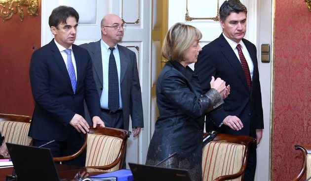 Zagreb – U Banski dvorima odrzana je redovita sjednica Vlade Republike Hrvatske. Branko Grcic, Zoran Milanovic, Vesna Pusic. Photo: Patrik Macek/PIXSELL