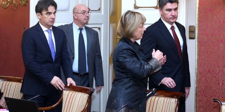 Zagreb – U Banski dvorima odrzana je redovita sjednica Vlade Republike Hrvatske. Branko Grcic, Zoran Milanovic, Vesna Pusic. Photo: Patrik Macek/PIXSELL