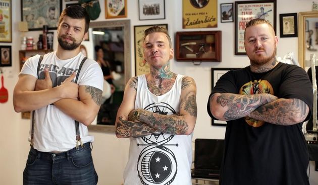 U Green Deco frizerskom salonu odrzan je Tatts & cuts dogadjaj je koji je na jednom mjestu spojio umjetnost tetoviranja i vjestinu sisanja. Lukas Ferencic, Matteo Kociancic i Bojan Besek. Photo: Borna Filic/PIXSELL