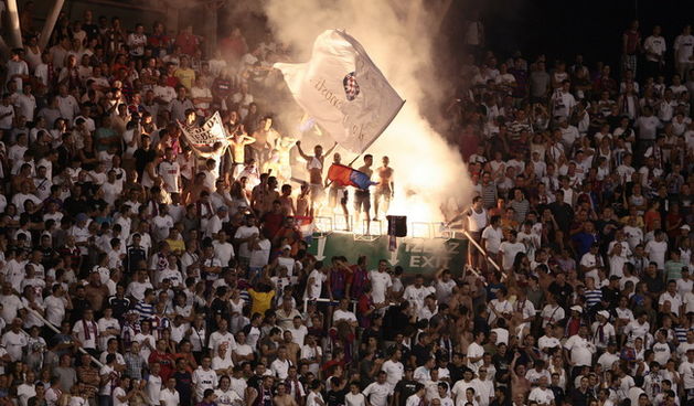Split 050810. Stadion NK Hajduka u Poljudu Predkolo Evropskog kupa : NK Hajduk – Dinamo Bukurest Na fotografiji : Torcida. Foto: Vladimir Dugandzic / CROPIX