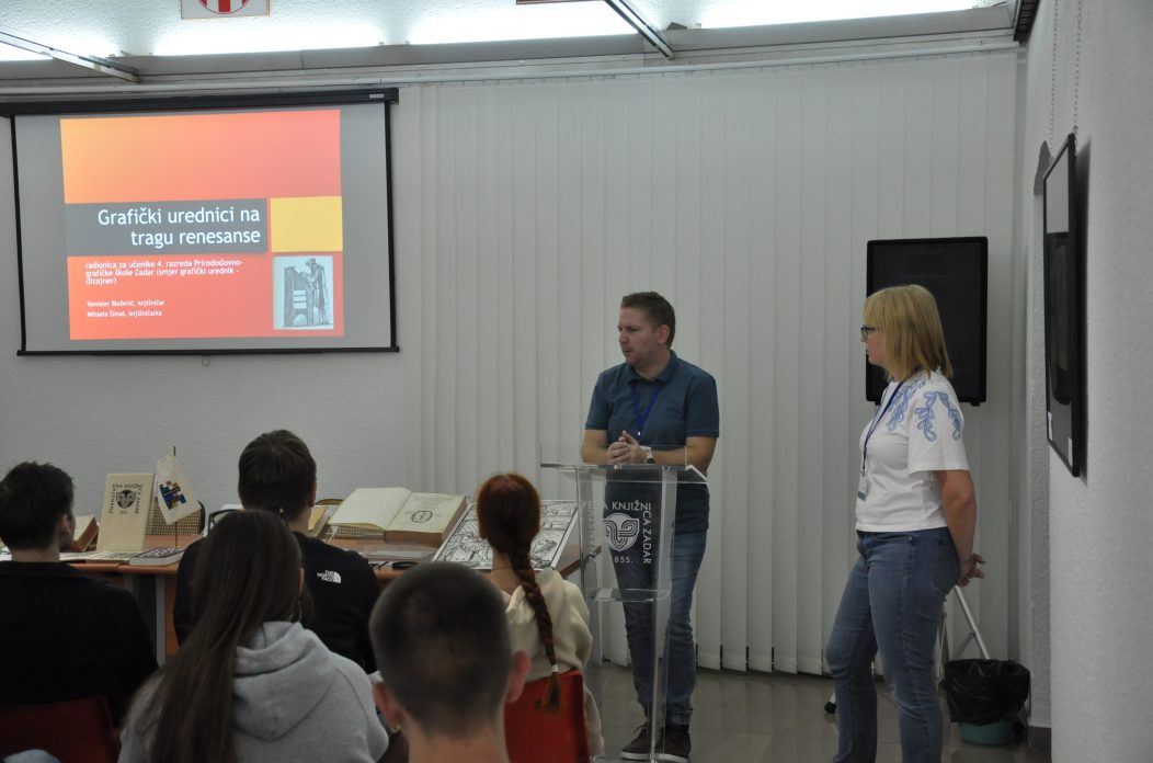 U sklopu programa „Ja istražujem“, koji povezuje škole i istraživačke institucije, učenici 4. razreda Prirodoslovno-grafičke škole Zadar, smjera grafički urednik – dizajner, sudjelovali su u edukativnoj radionici pod nazivom „Grafički urednici na tragu renesanse“.