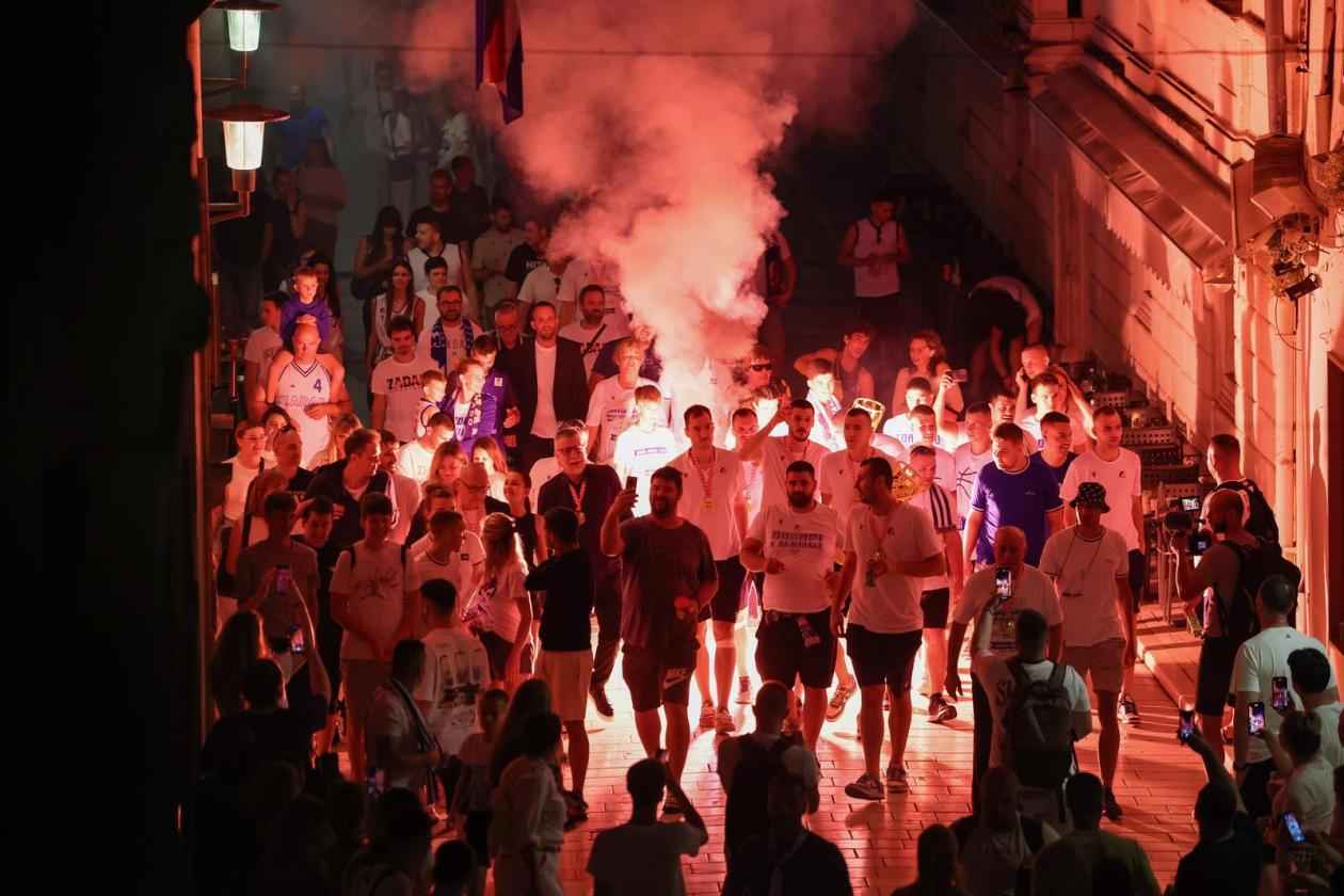 Zadar: Doček košarkaša Zadra nakon osvajanja naslova prvaka Hrvatske