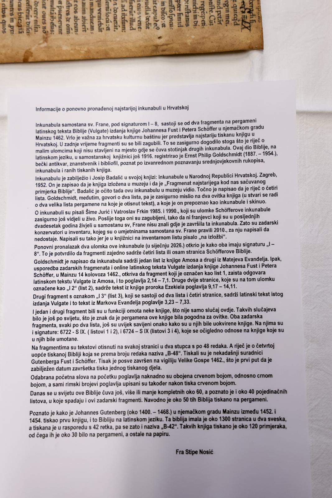 Zadar: Pronađena najstarija inkunabula u Hrvatskoj