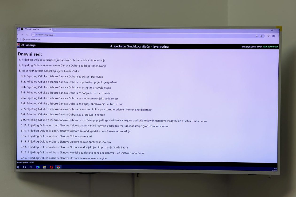 Zadar: 4. izvanredna sjednica Gradskog vijeća