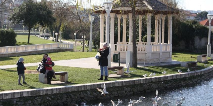 Setnica Gospe od Otoka, zbog niskih zimskih temperatura galebovi se s mora preselili na rijeku Jadro gdje inace obitavaju patke. Photo: Miranda Cikotic/PIXSELL